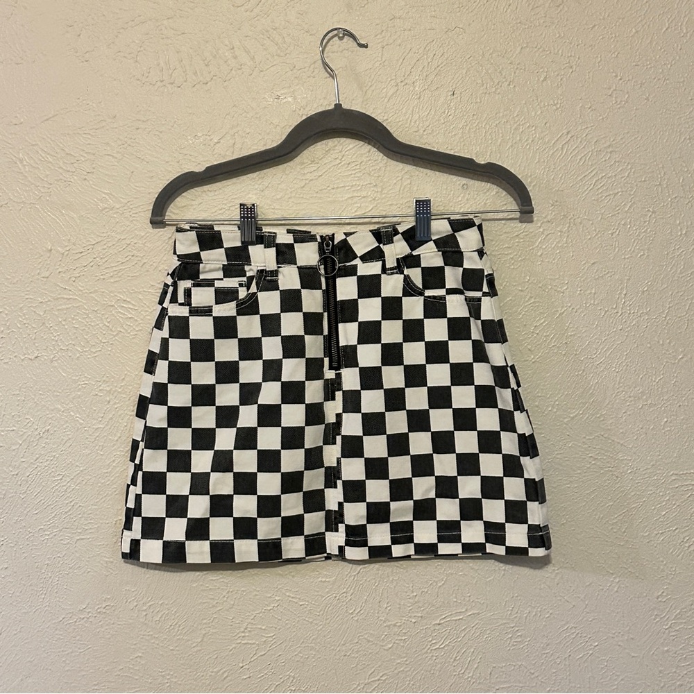 Urban Outfitters Black and White Checkered A-Line Skirt